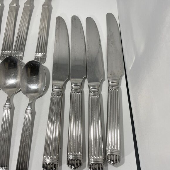 Lot Of 20 Wallace Chardonnay 18/8 Stainless Flatware Classic Ribbed Fork Spoon - Picture 6 of 9